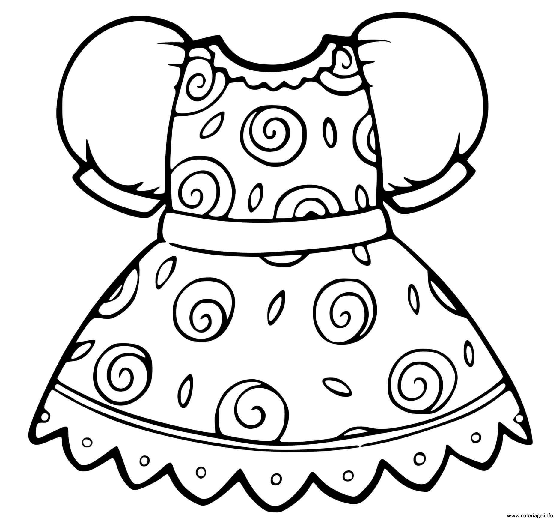 Dessin robe de princesse motif cercles Coloriage Gratuit à Imprimer