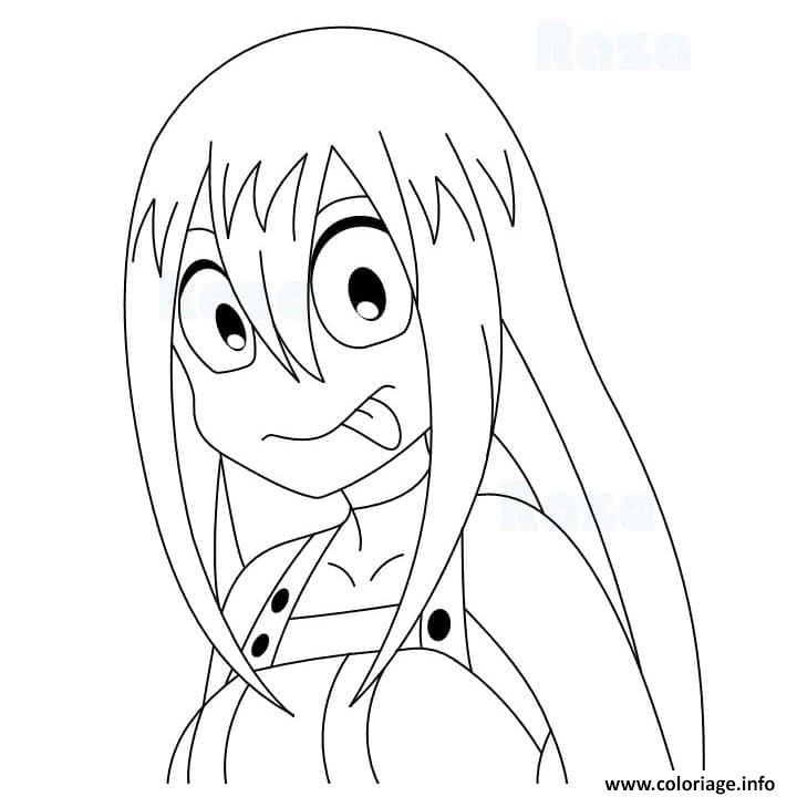 Dessin Tsuyu Asui my hero academia Coloriage Gratuit à Imprimer