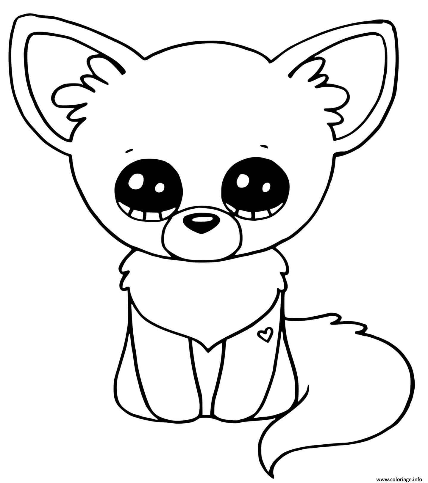 Coloriage Renard Kawaii Doux Et Mignon Dessin Renard à Imprimer