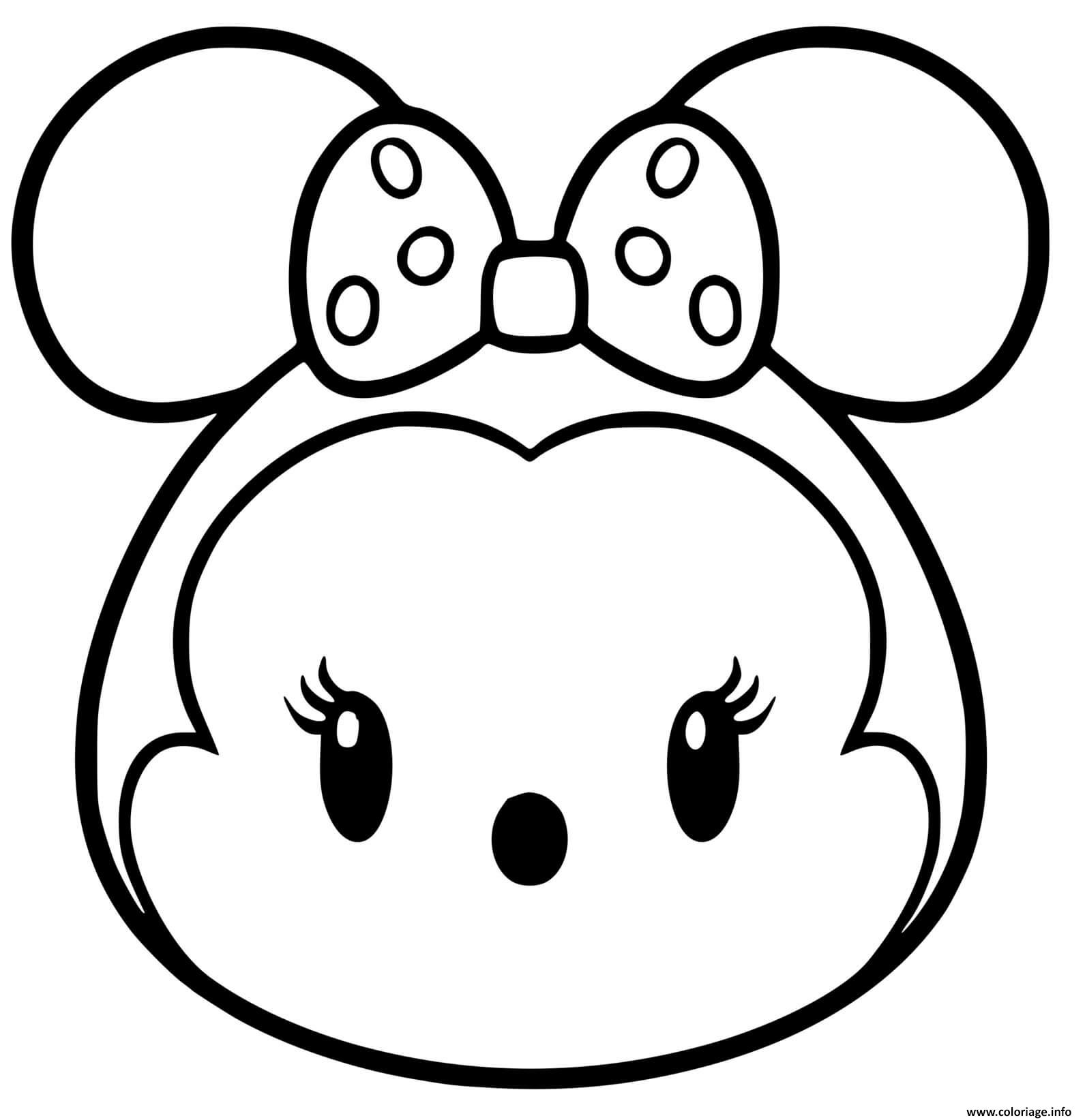 Dessin Minnie Mouse Tsum Tsum kawaii disney Coloriage Gratuit à Imprimer