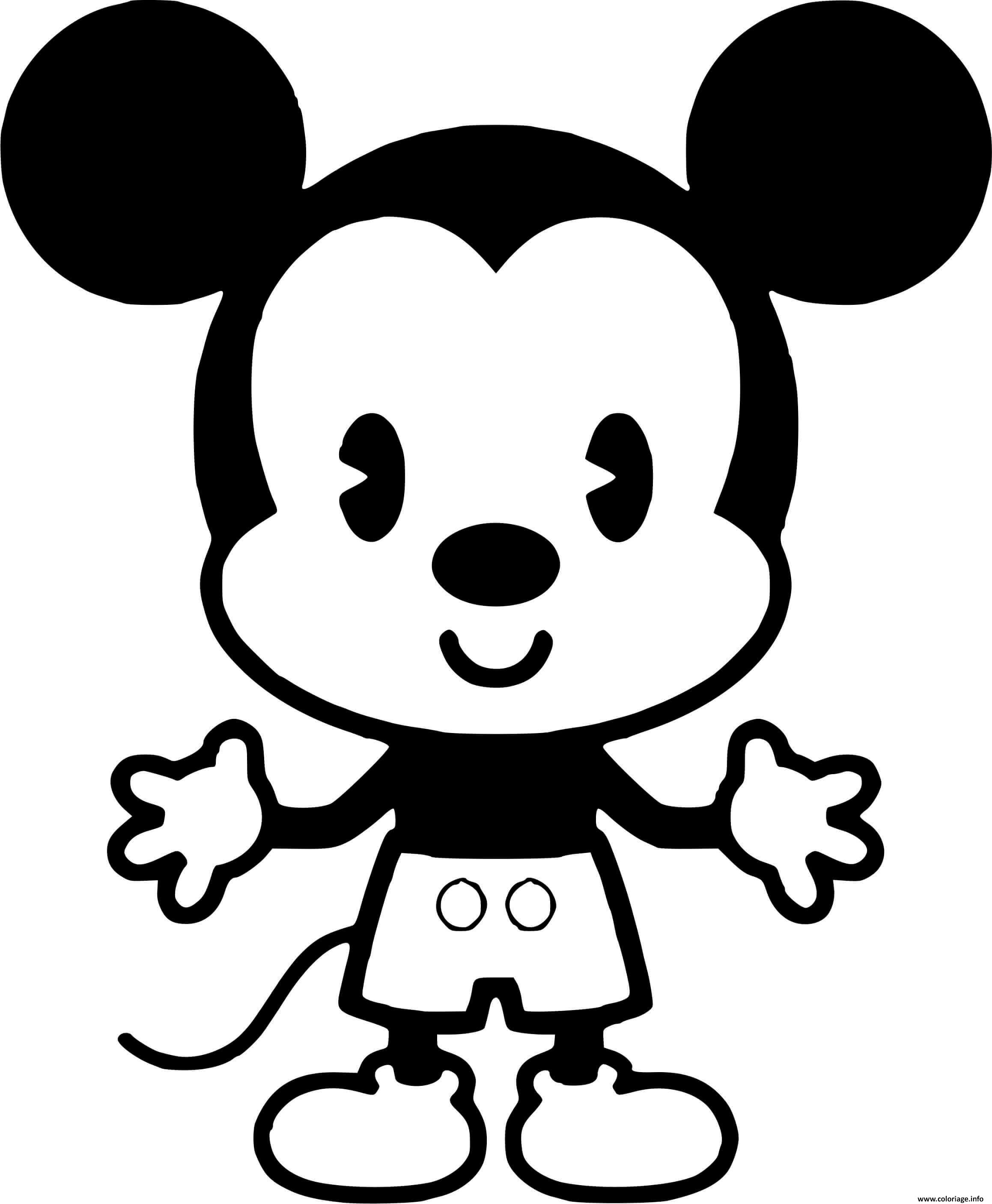 Coloriage Mickey Mouse Bebe Enfant Kawaii Disney Dessin à Imprimer