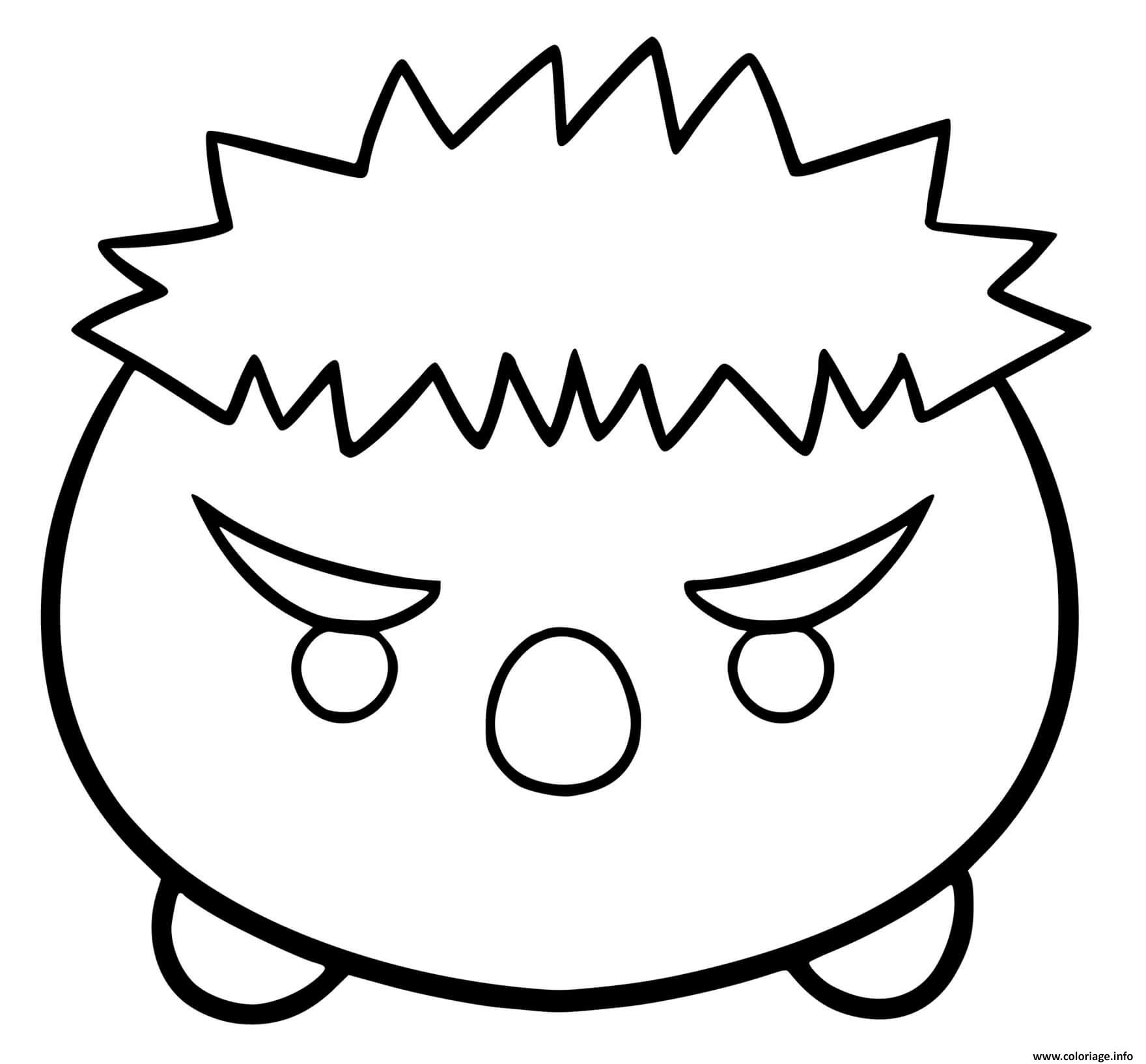 Dessin Superhero Hulk Tsum Tsum kawaii disney Coloriage Gratuit à Imprimer