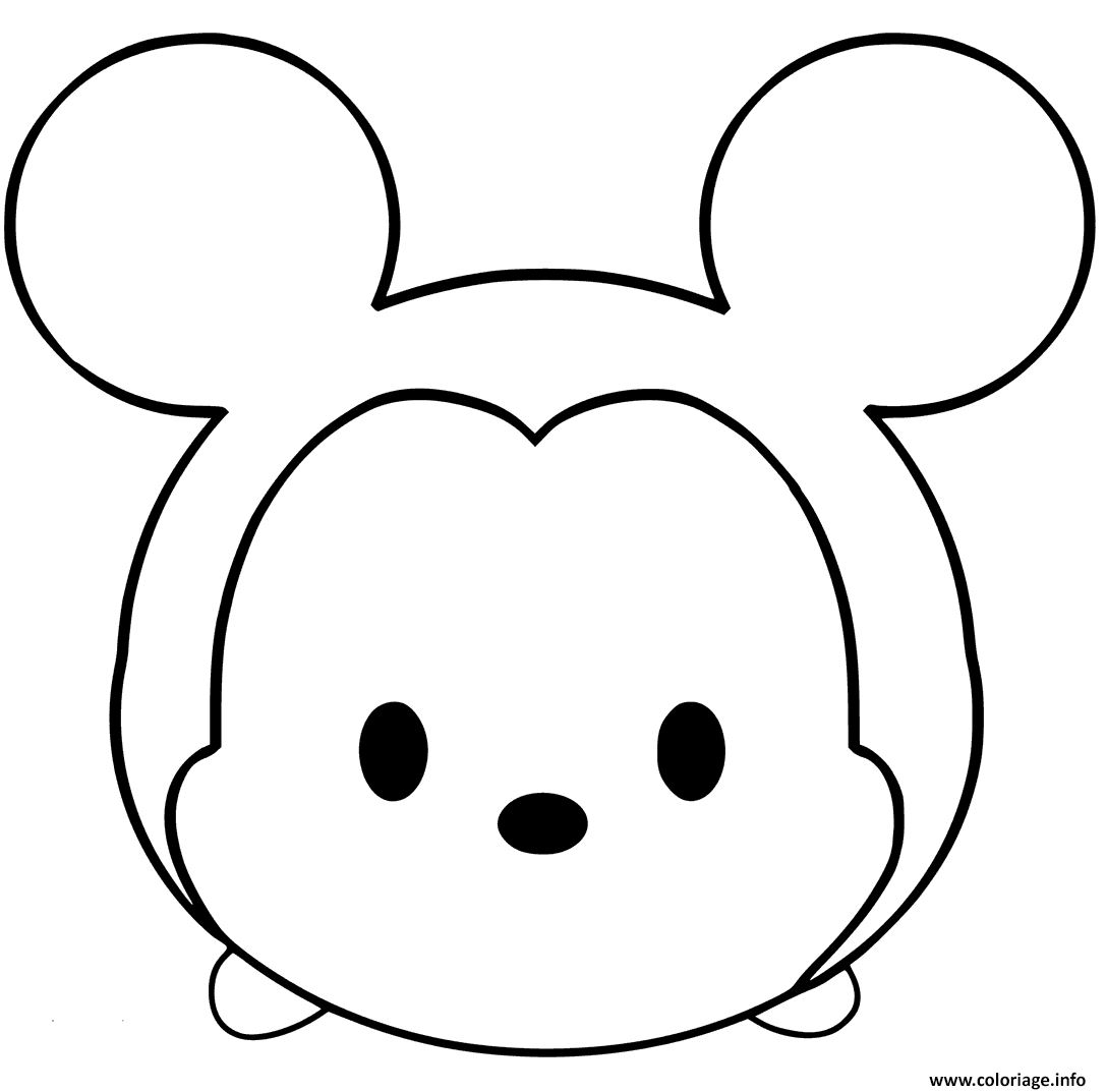 Coloriage Mickey Mouse Emoji Face Tsum Tsum Kawaii Disney Dessin à Imprimer