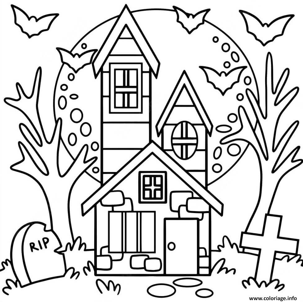 Coloriage Maison Hantee Halloween Facile Dessin Maison Hantee Imprimer