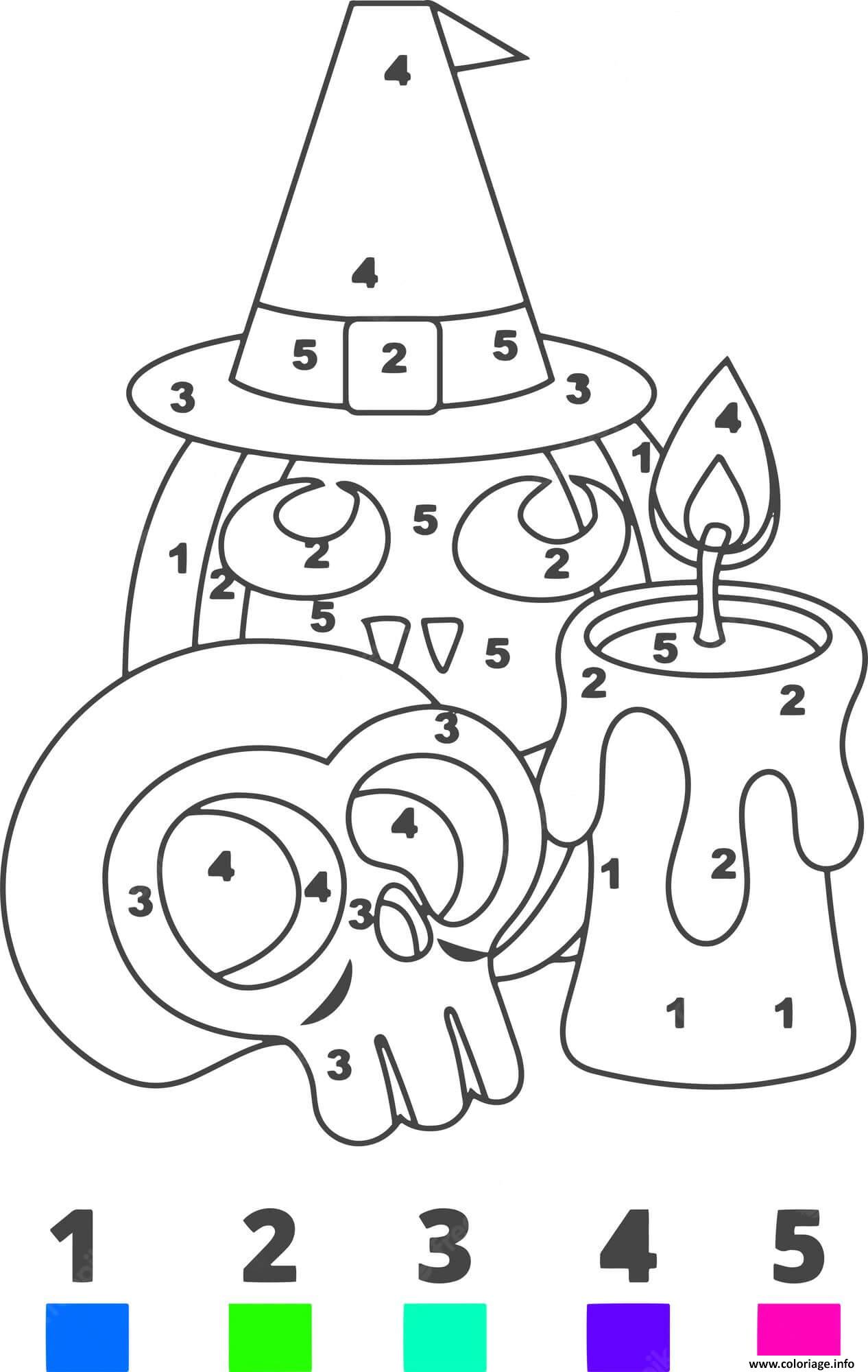Coloriage Citrouille Crane Chadelle Halloween Magique Dessin à Imprimer