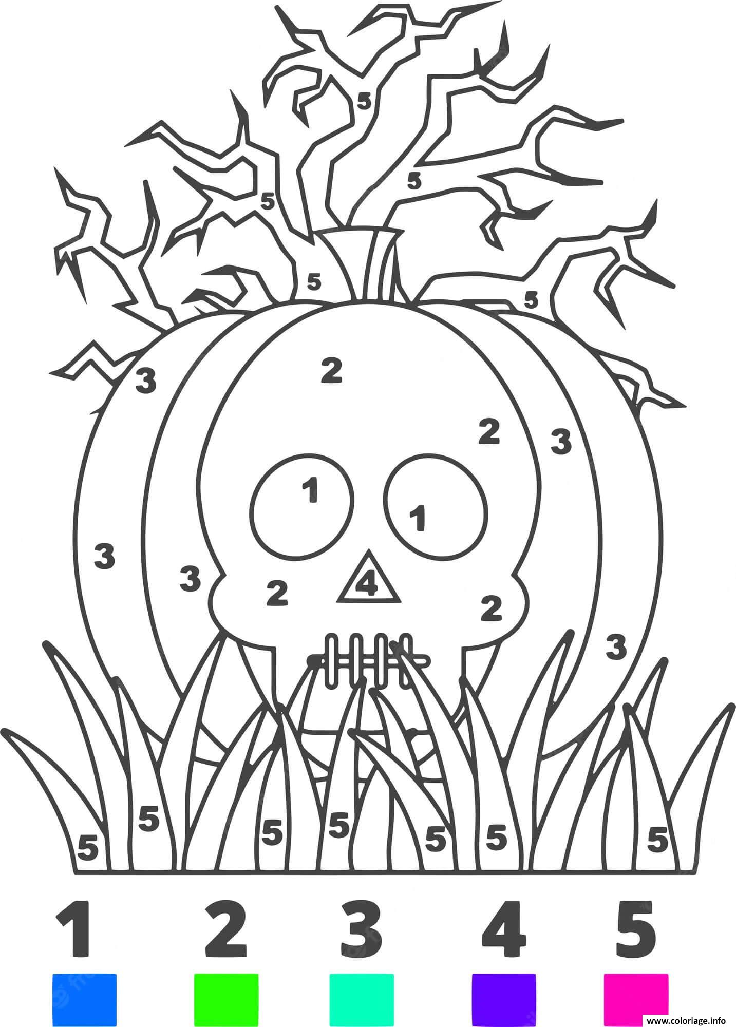 Dessin citrouille crane squelette magique halloween Coloriage Gratuit à Imprimer