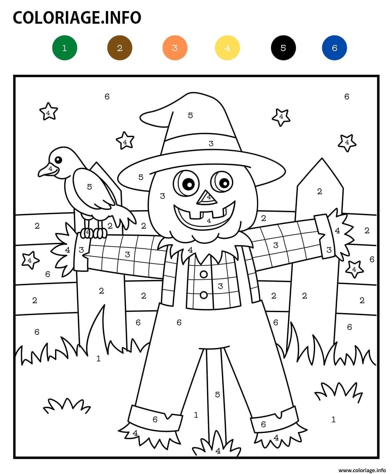 Dessin epouvantail automne magique halloween Coloriage Gratuit à Imprimer