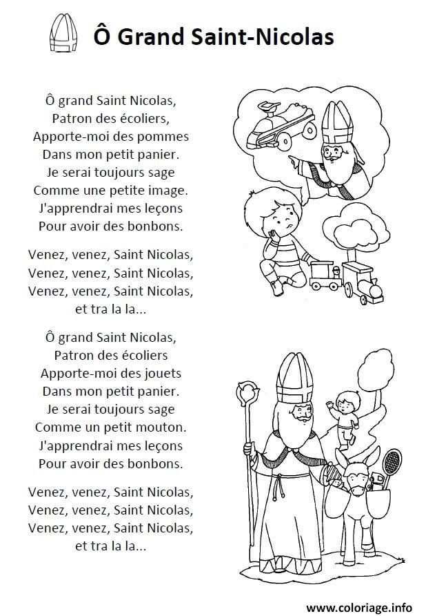 Dessin chanson o grand saint nicolas chants comptines pour enfants Coloriage Gratuit à Imprimer