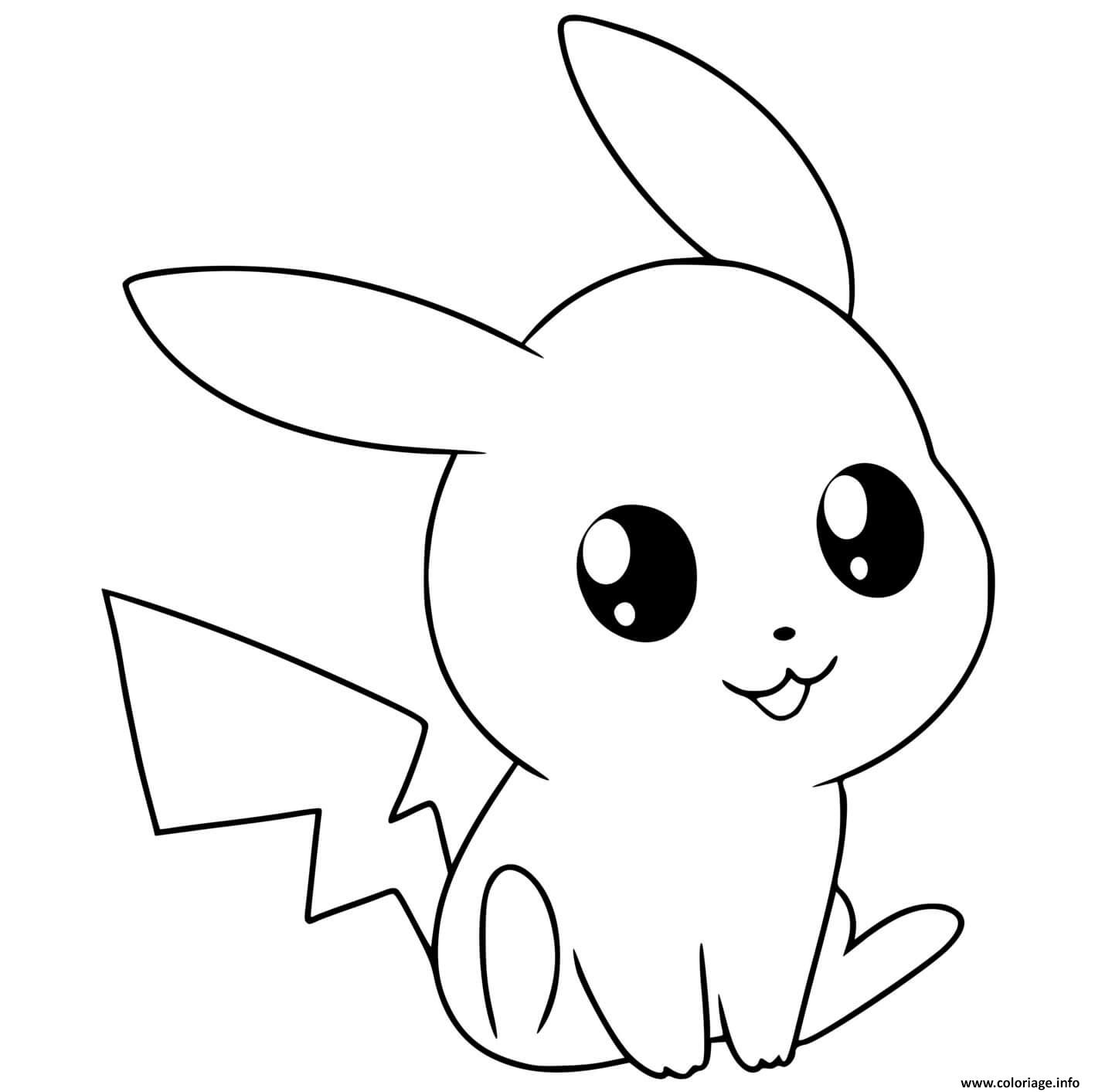 Dessin Cute Chibi Pikachu Pokemon Coloriage Gratuit à Imprimer