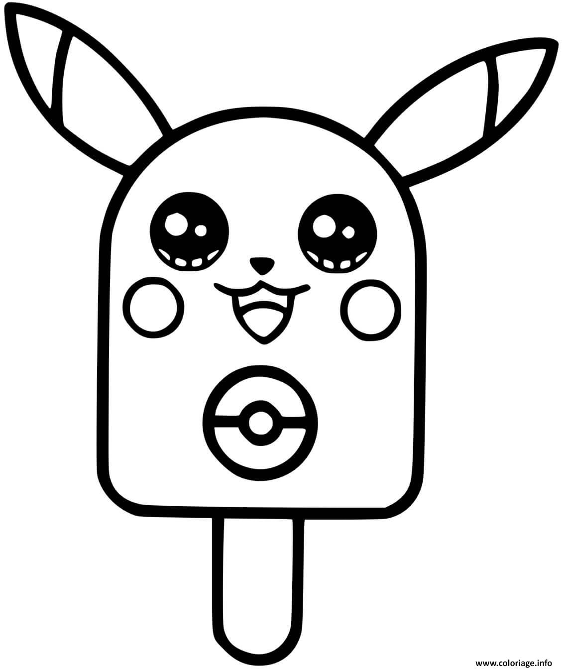 Dessin pikachu glace kawaii Coloriage Gratuit à Imprimer