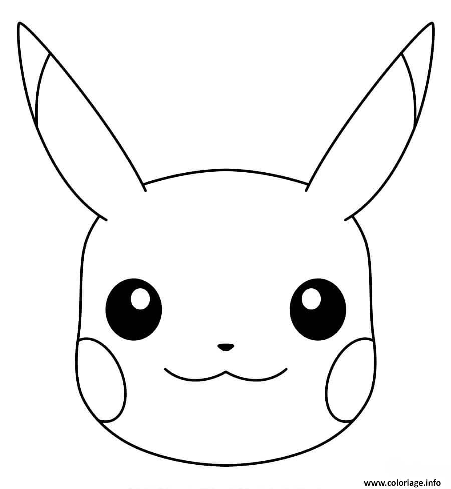 Dessin tete de pikachu pokemon Coloriage Gratuit à Imprimer