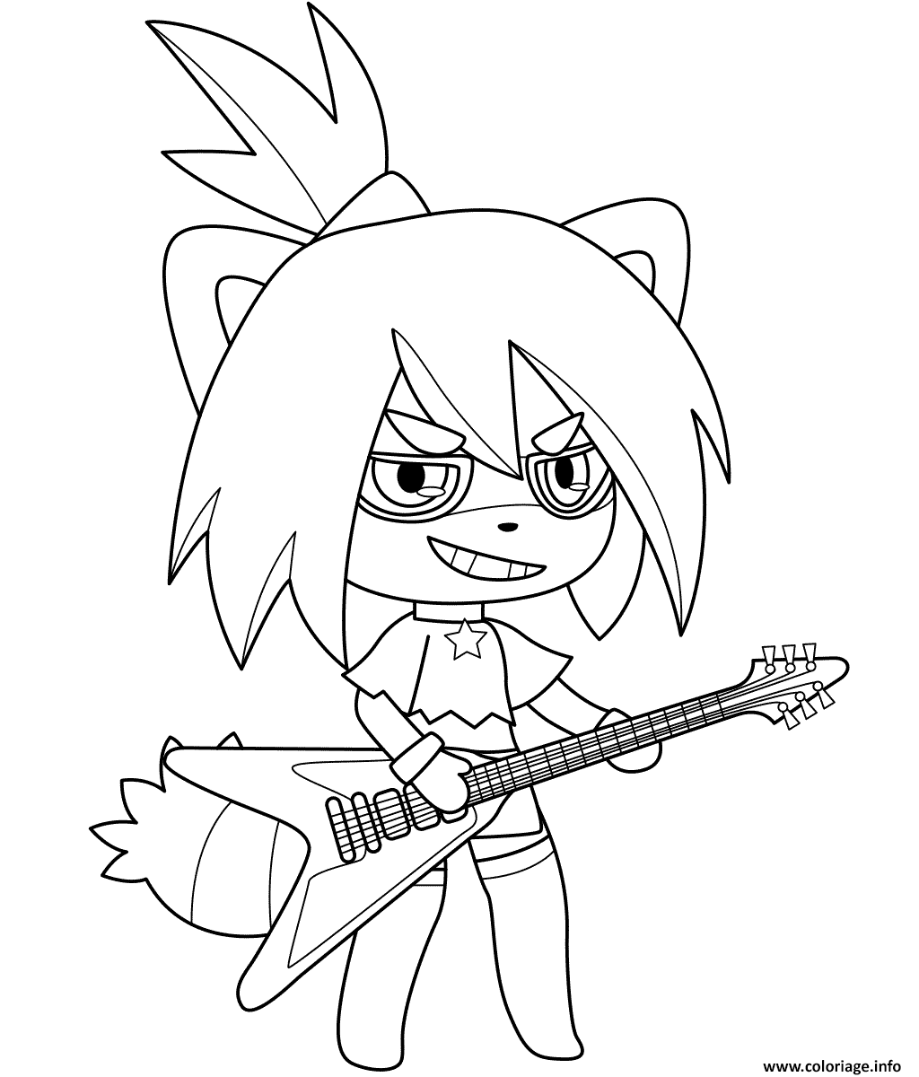 Dessin Gacha Life Girl with Guitar Coloriage Gratuit à Imprimer