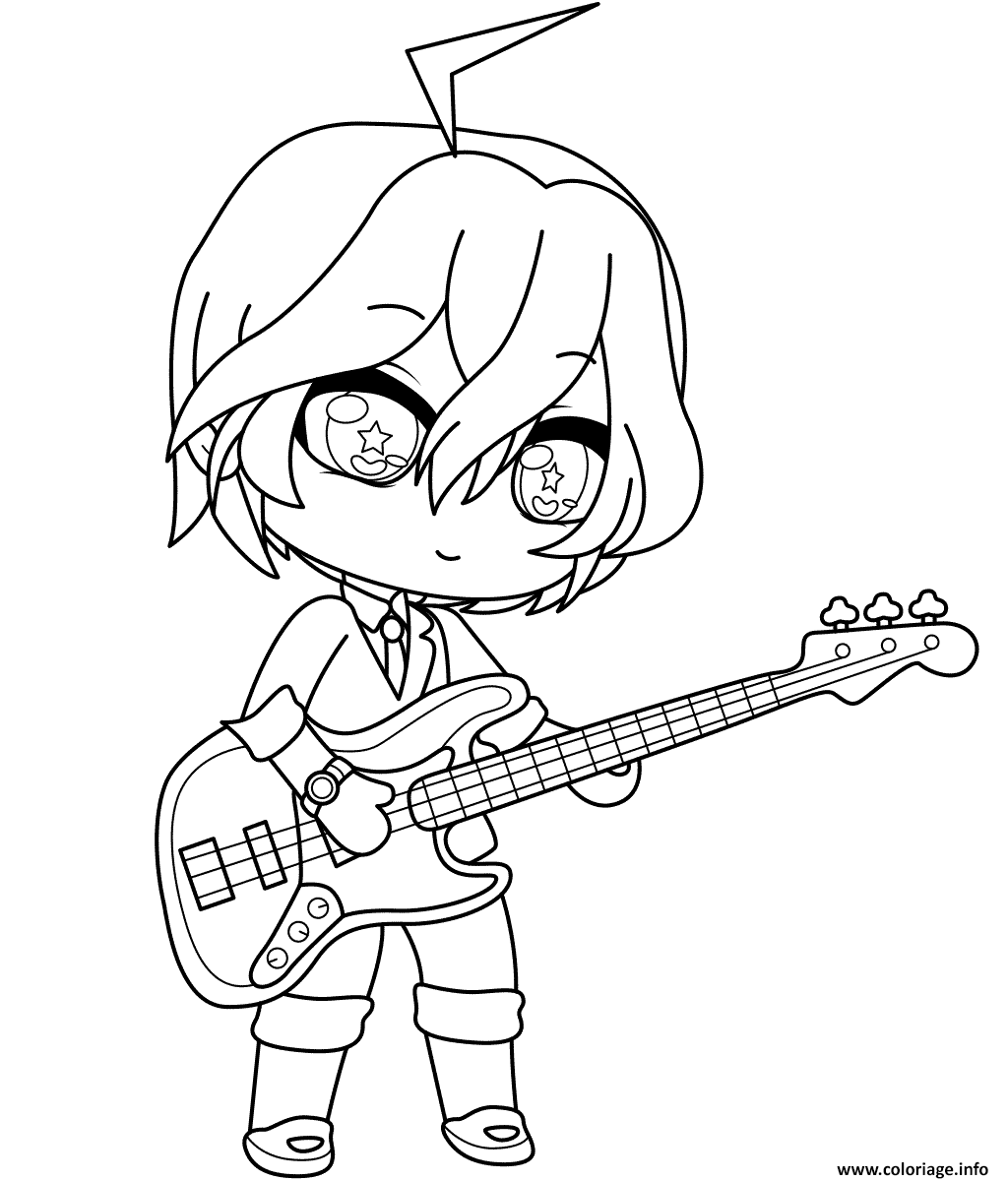 Dessin Anime Boy with Guitar Coloriage Gratuit à Imprimer