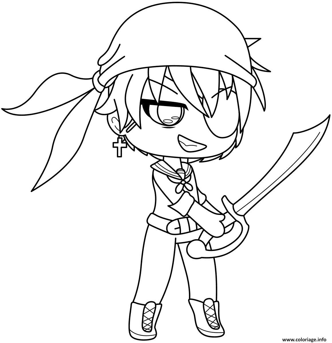 Dessin Gacha Life Boy Pirate Coloriage Gratuit à Imprimer