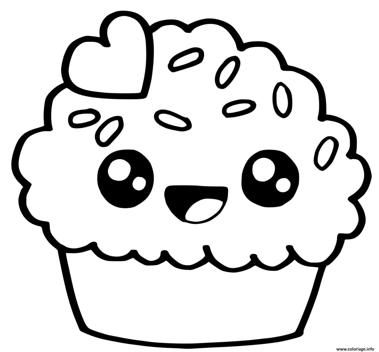 Coloriage Cupcake Kawaii Facile Muffin JeColorie Com