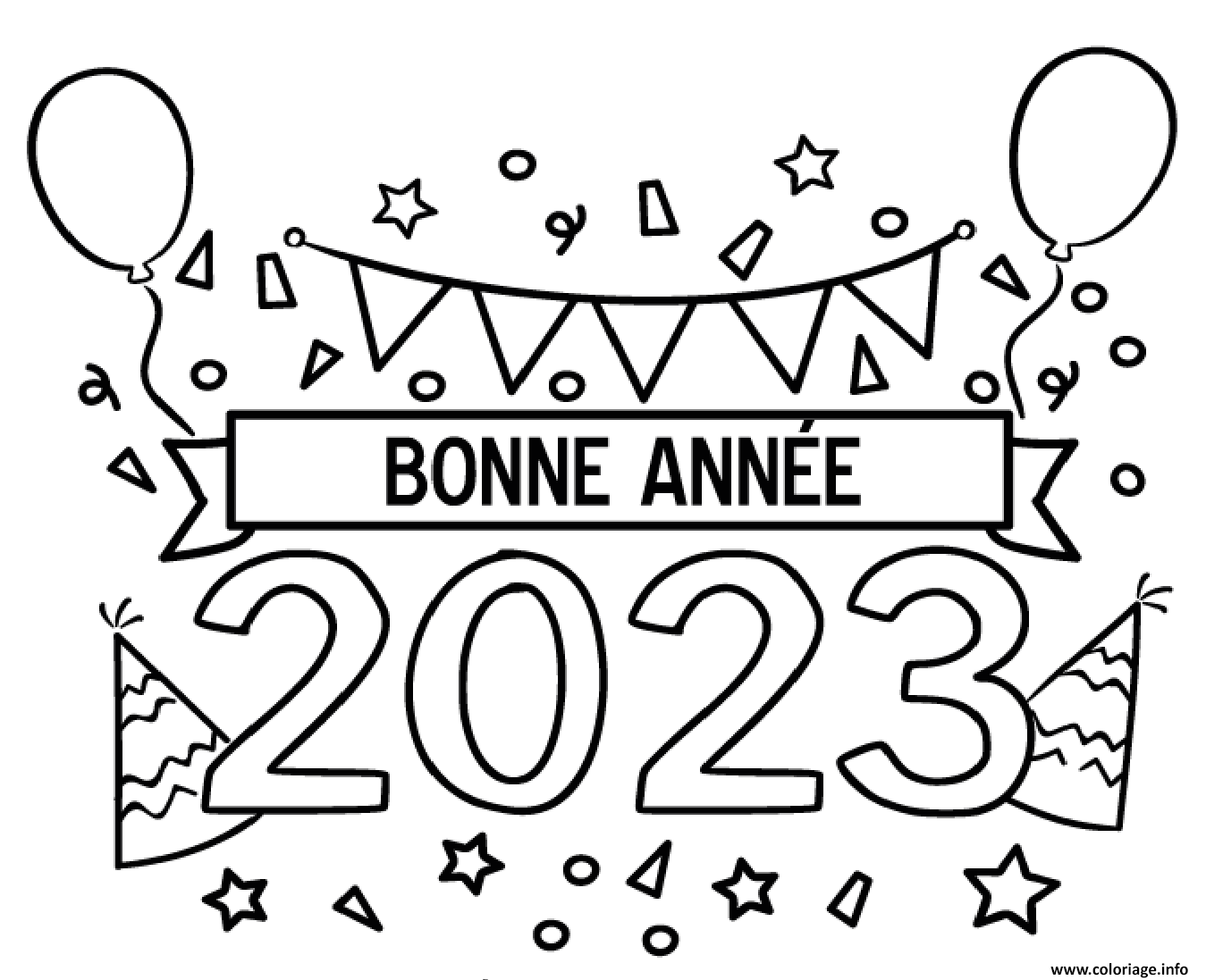 Coloriage Bonne Annee 2023 Dessin Bonne Annee Nouvel An à imprimer