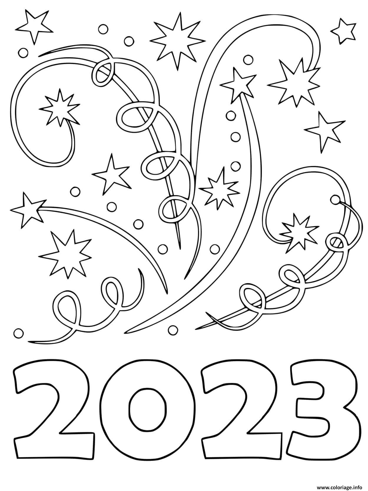 Dessin 2023 new year etincelles Coloriage Gratuit à Imprimer