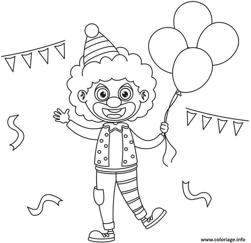 Dessin clown carnaval fete rigolo Coloriage Gratuit à Imprimer