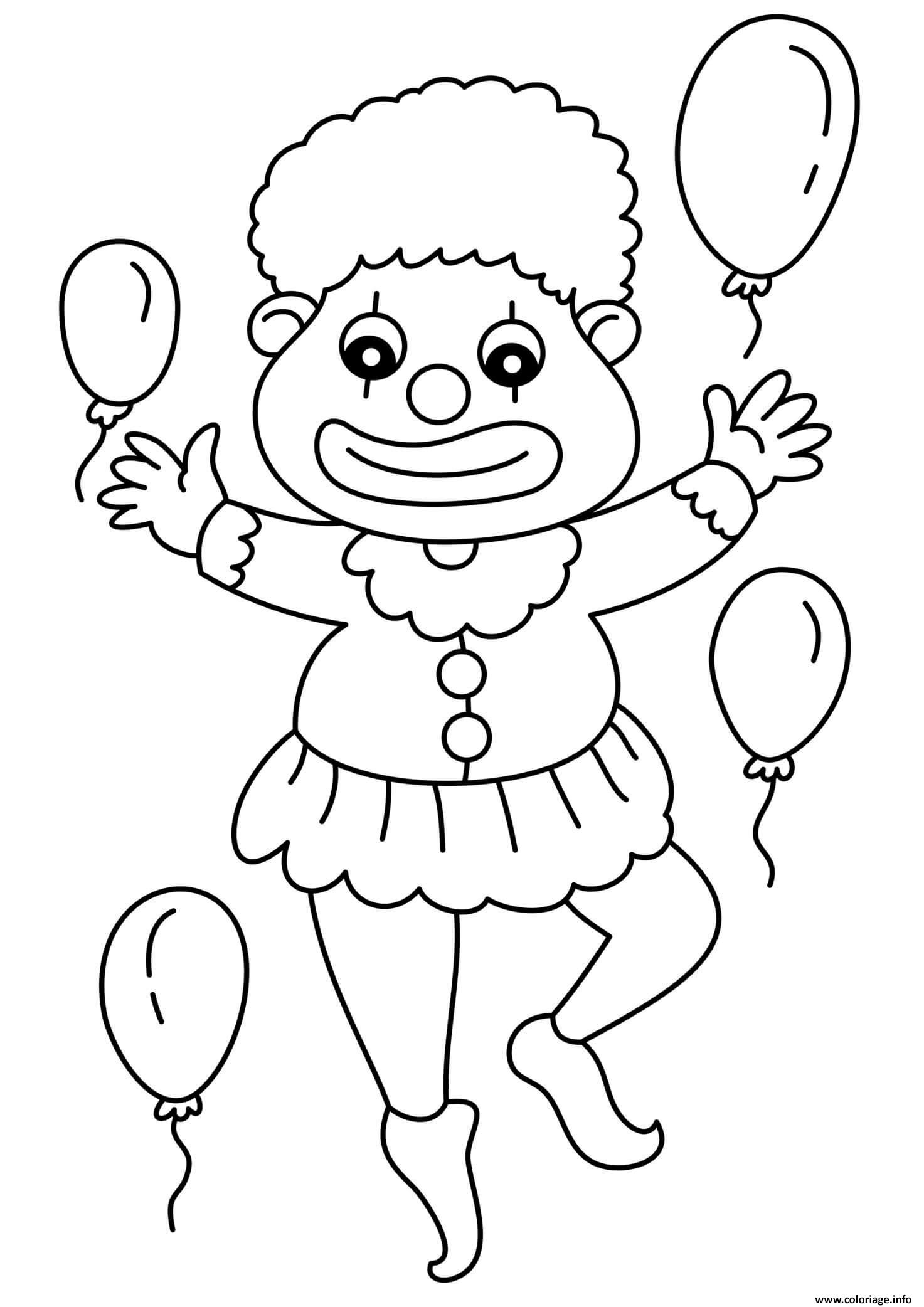 Dessin clown qui danse facile Coloriage Gratuit à Imprimer