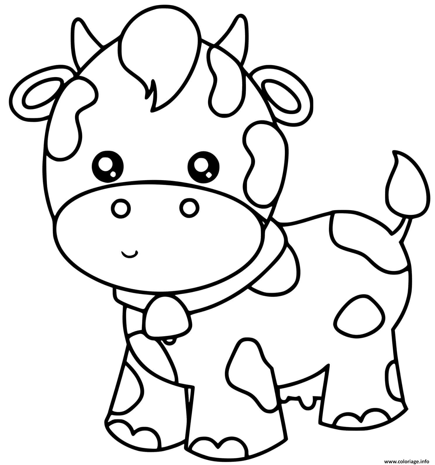 Coloriage Vache Facile Mignon Adorable JeColorie