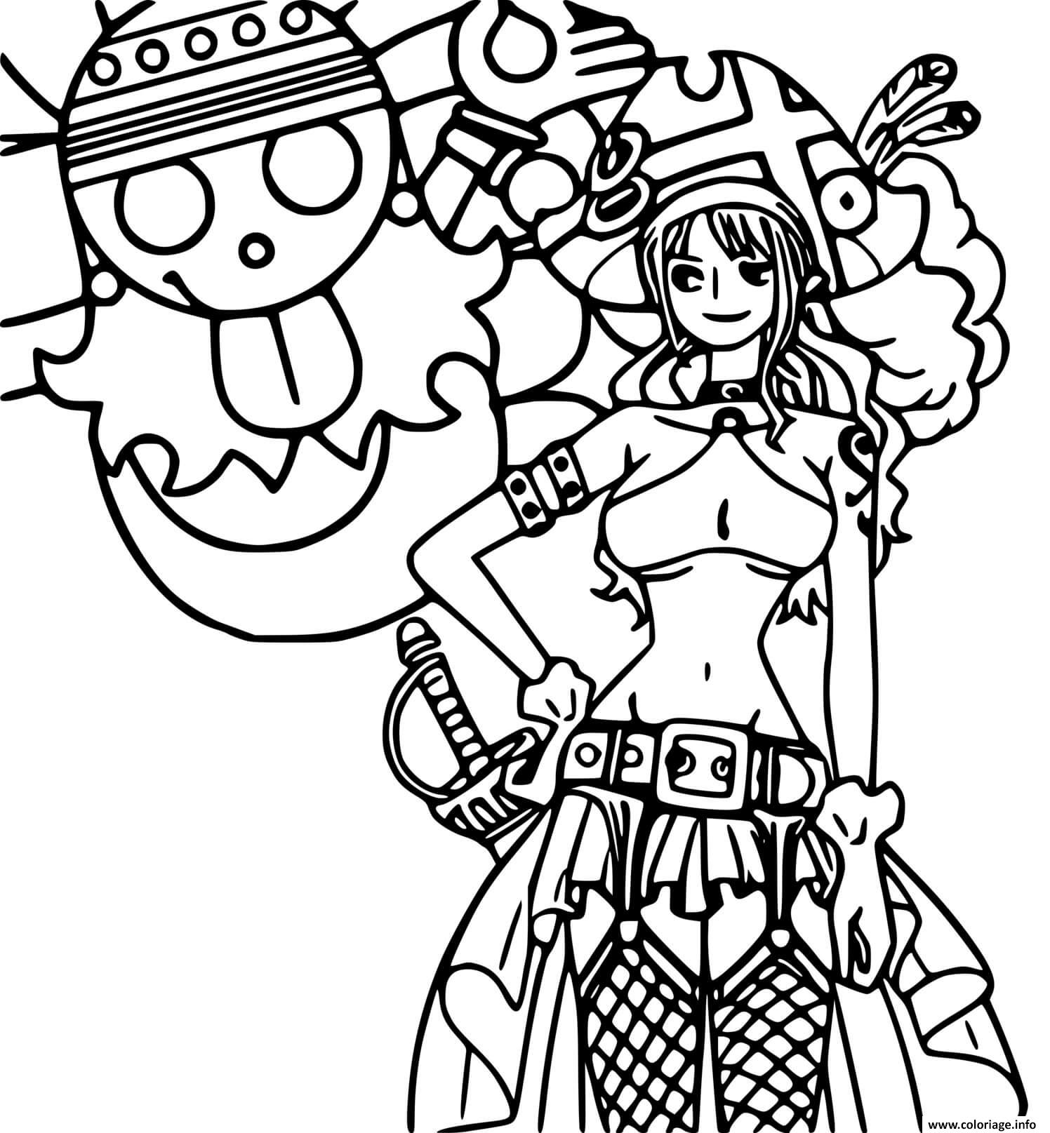 Coloriage One Piece Wanted Nami Dead Or Alive Dessin One Piece à imprimer