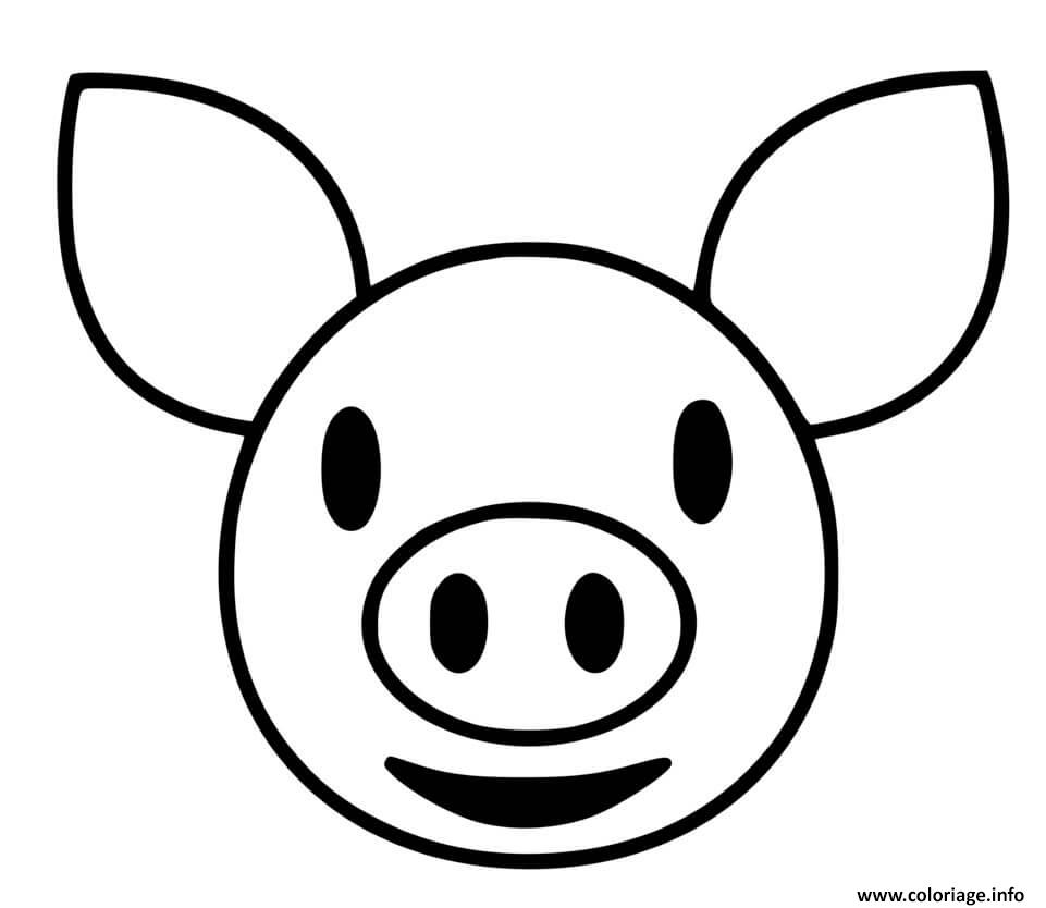 Dessin tete de cochon facile Coloriage Gratuit à Imprimer