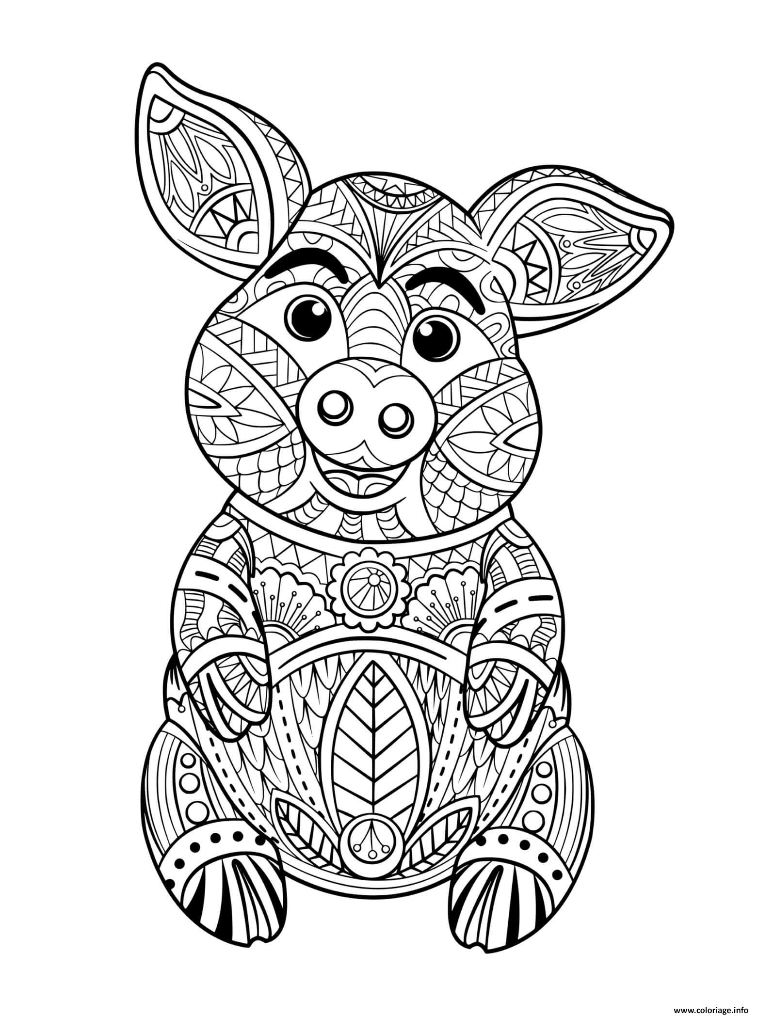 Coloriage Cochon Mandala Dessin à Imprimer