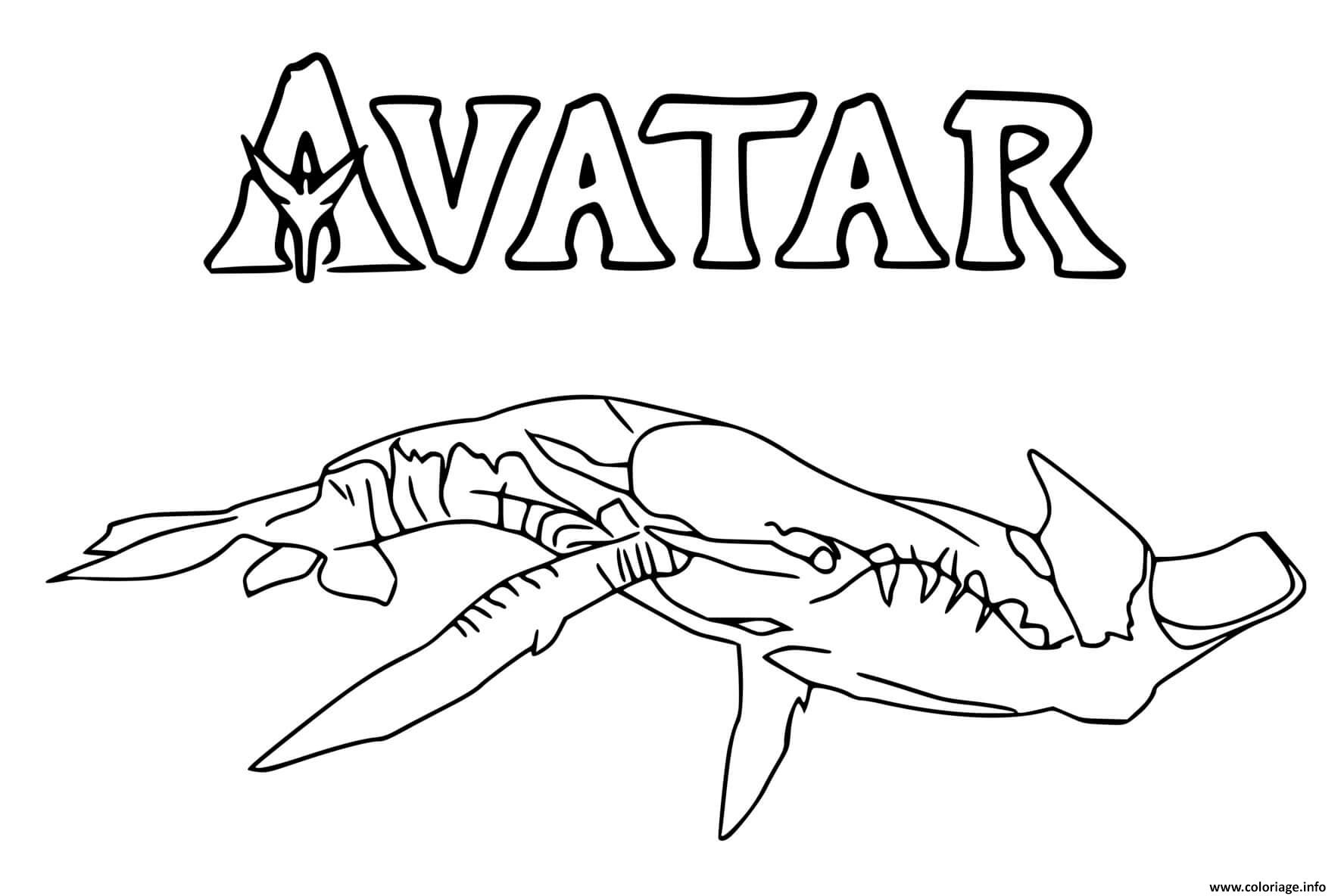 Dessin avatar 2 la voie de l eau tulkun Coloriage Gratuit à Imprimer