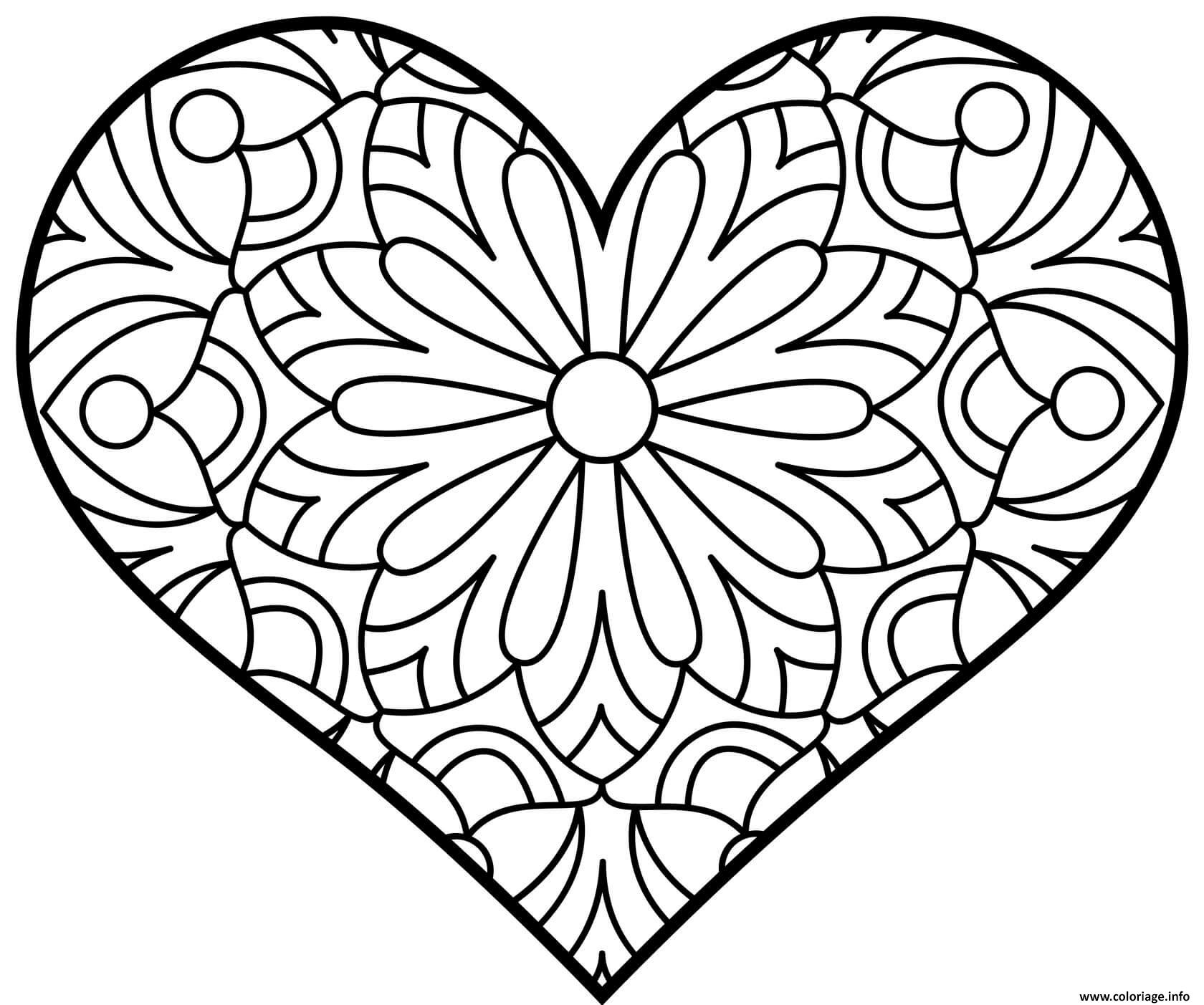 Dessin coeur mandala maternelle Coloriage Gratuit à Imprimer