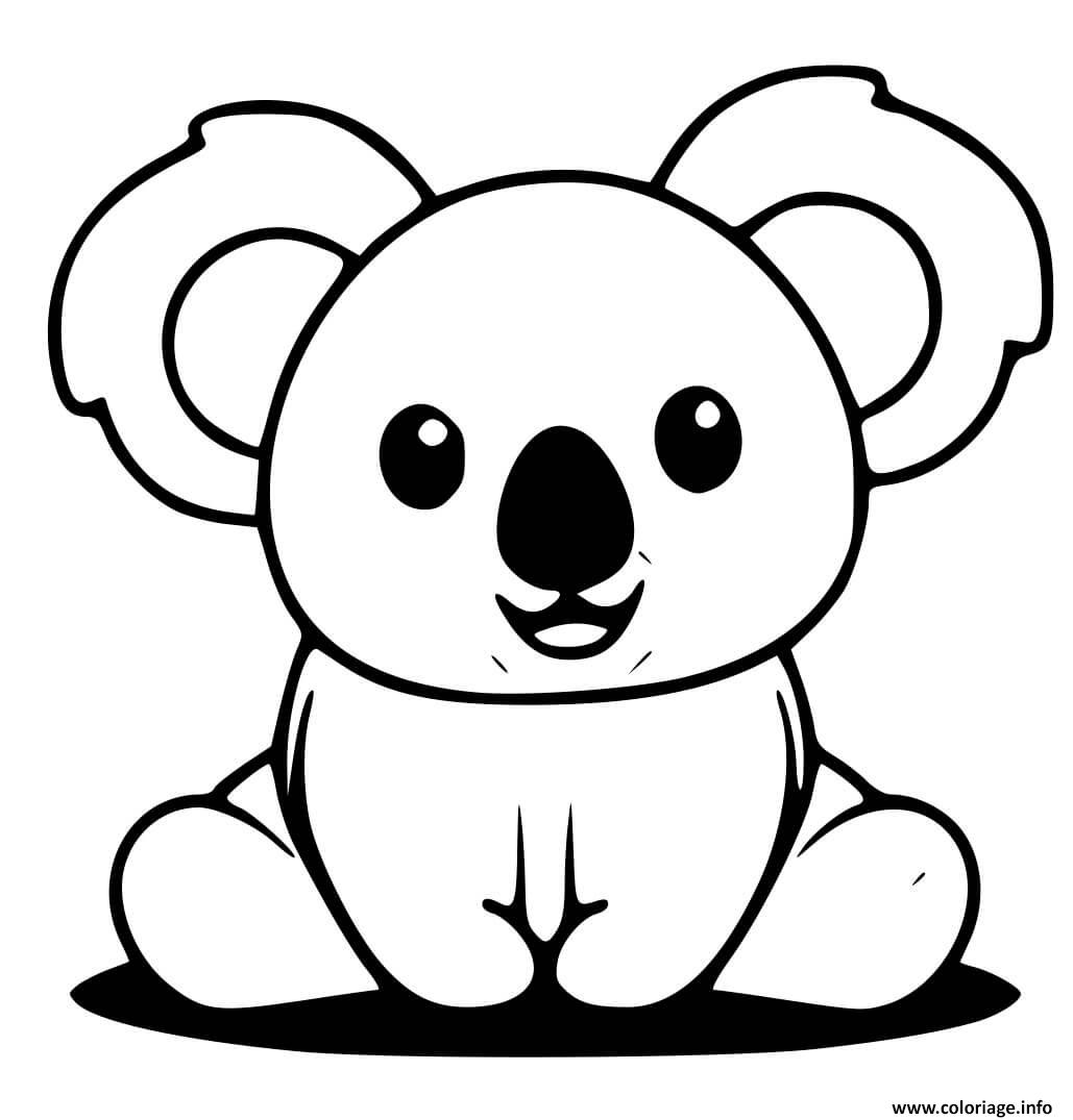 Dessin koala mignon est assis Coloriage Gratuit à Imprimer