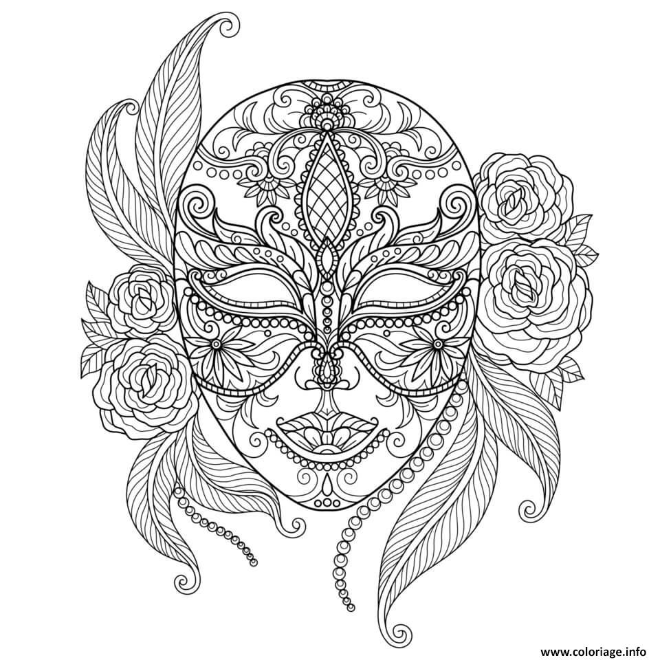 Dessin masque carnaval mandala Coloriage Gratuit à Imprimer