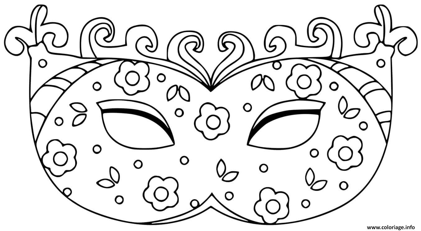 Coloriage Masque De Carnaval Avec Des Petites Fleurs Dessin à Imprimer