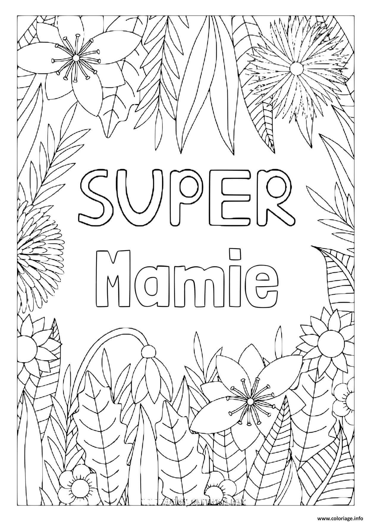 Dessin super mamie fete des grands meres Coloriage Gratuit à Imprimer