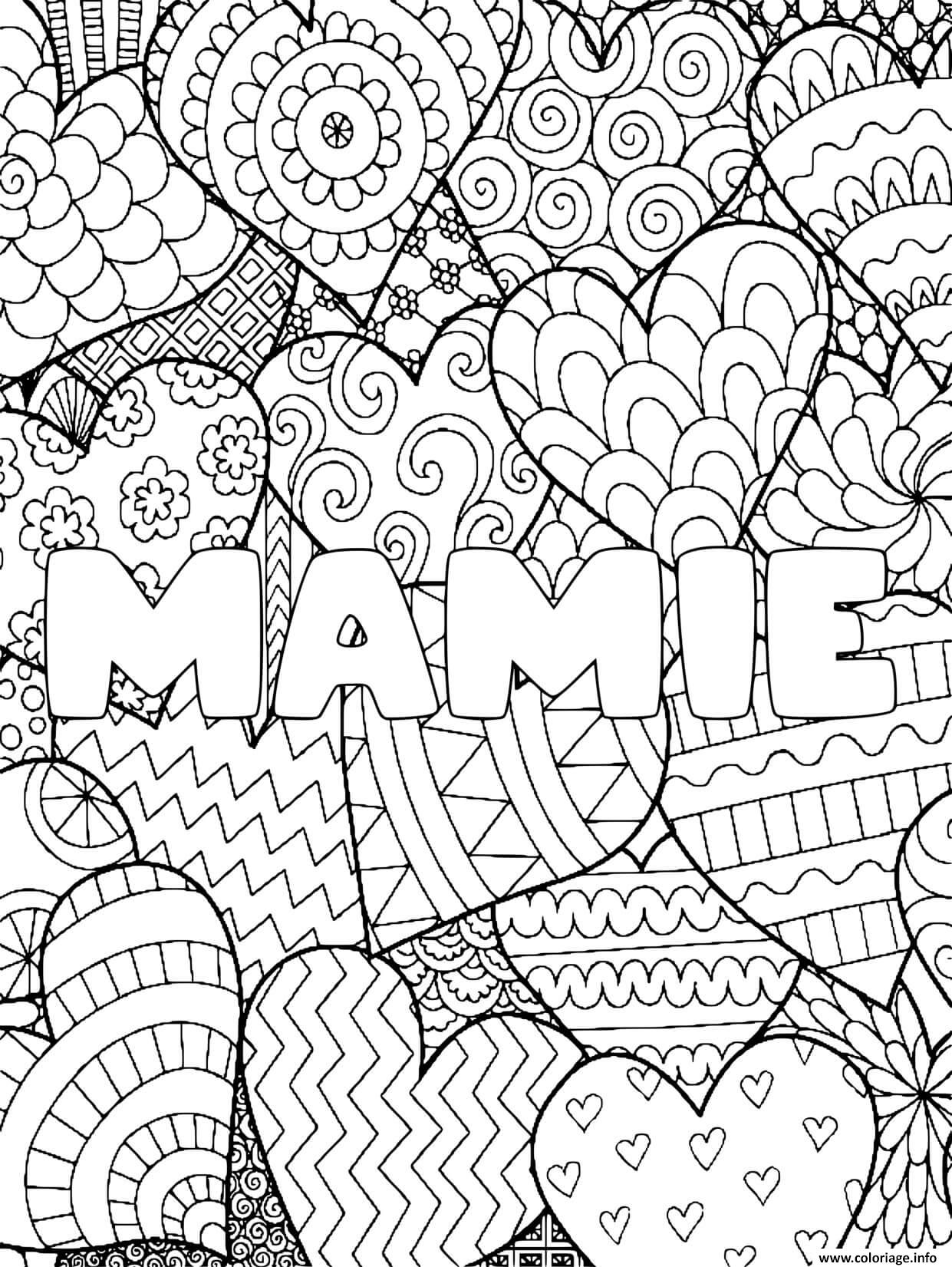 Coloriage Mamie Mandala Fete Dessin à Imprimer
