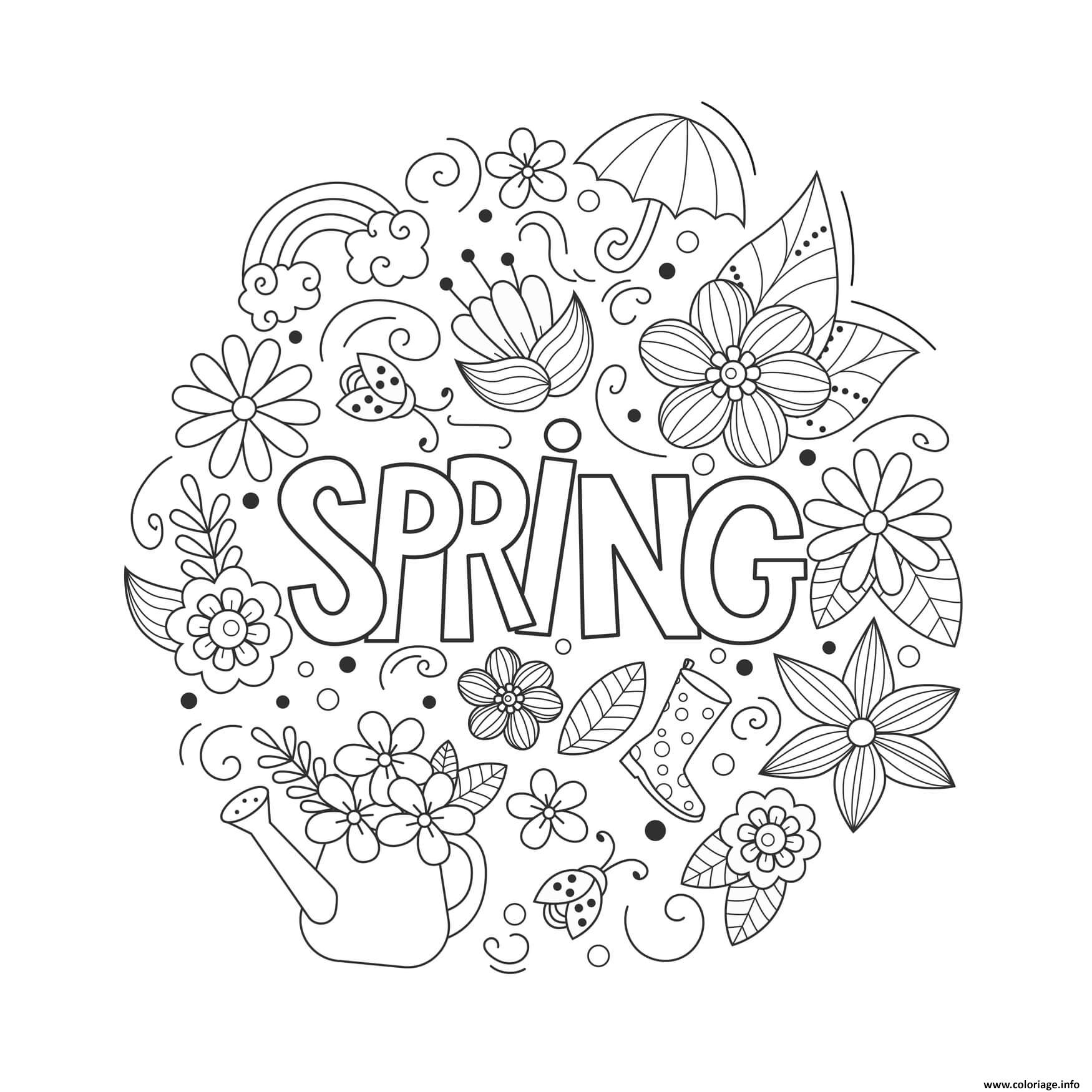 Dessin printemps adulte mandala spring Coloriage Gratuit à Imprimer