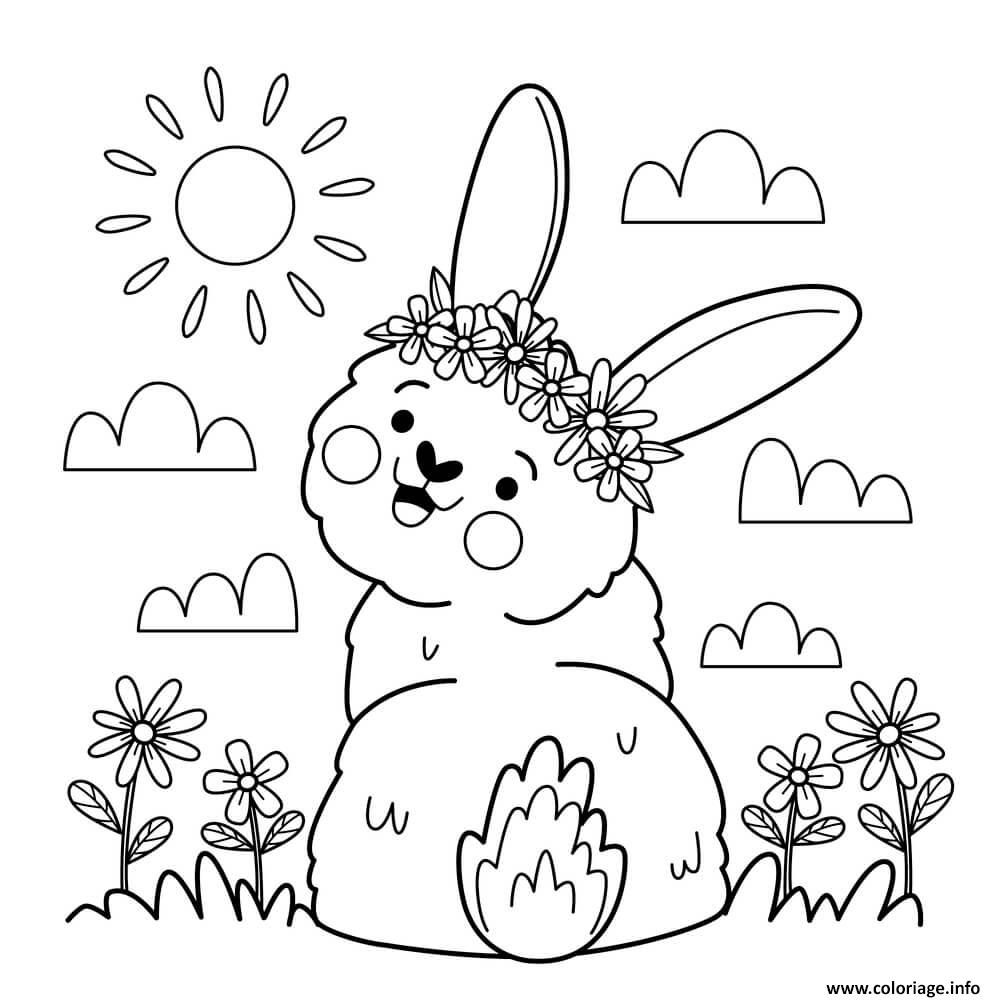 Coloriage Lapin Bunny Paques Printemps Dessin à Imprimer