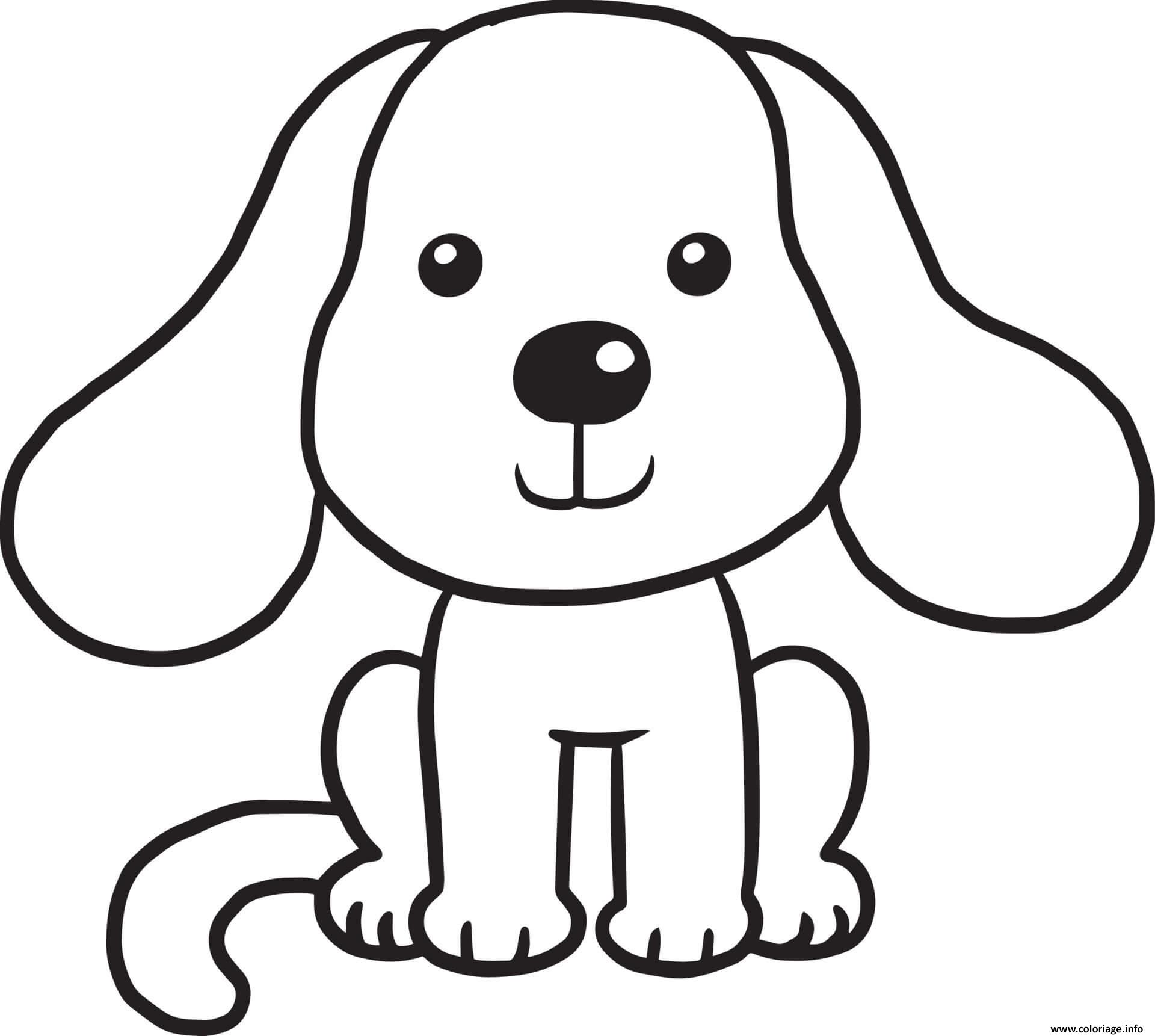 Coloriage Chien Trop Mignon Facile Dessin Chien à imprimer