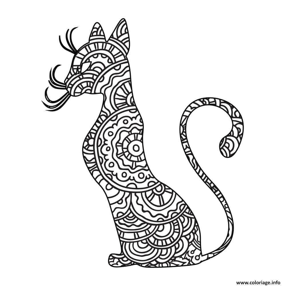 Dessin chat mandala princesse 4 Coloriage Gratuit à Imprimer