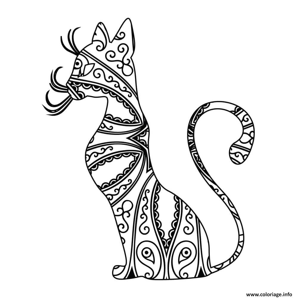 Dessin chat mandala princesse 1 Coloriage Gratuit à Imprimer