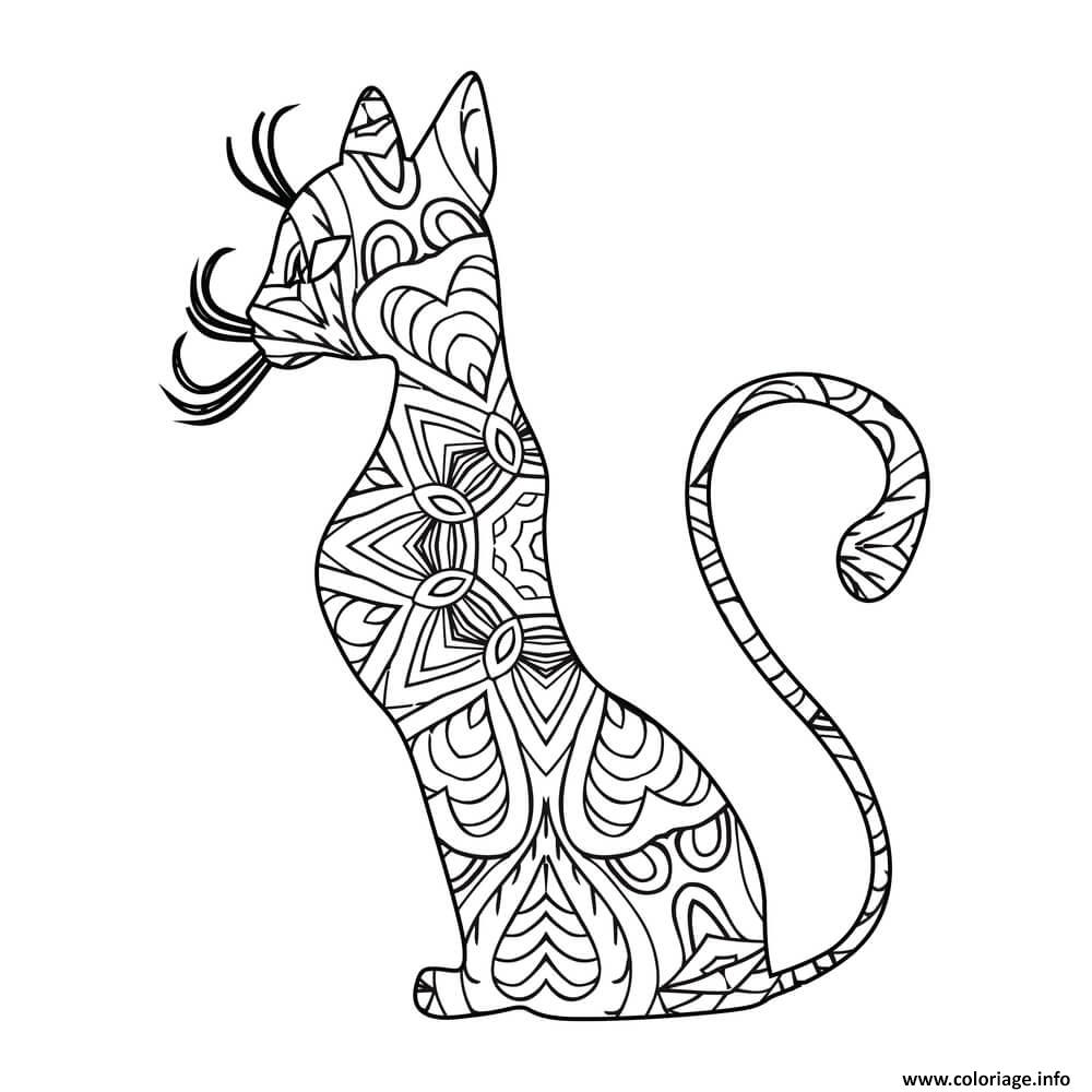 Dessin chat mandala princesse 3 Coloriage Gratuit à Imprimer