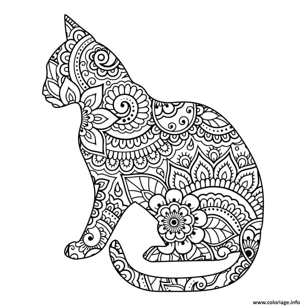 Dessin chat mandala adulte 12 Coloriage Gratuit à Imprimer