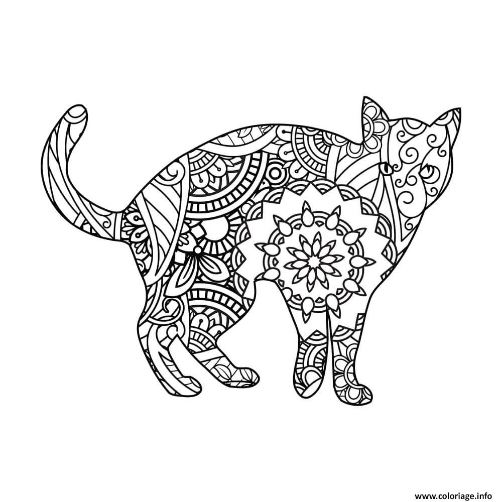 Dessin chat mandala anti stress 3 Coloriage Gratuit à Imprimer