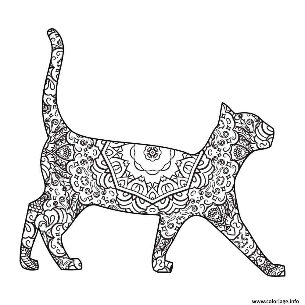 Dessin chat mandala elegant 1 Coloriage Gratuit à Imprimer