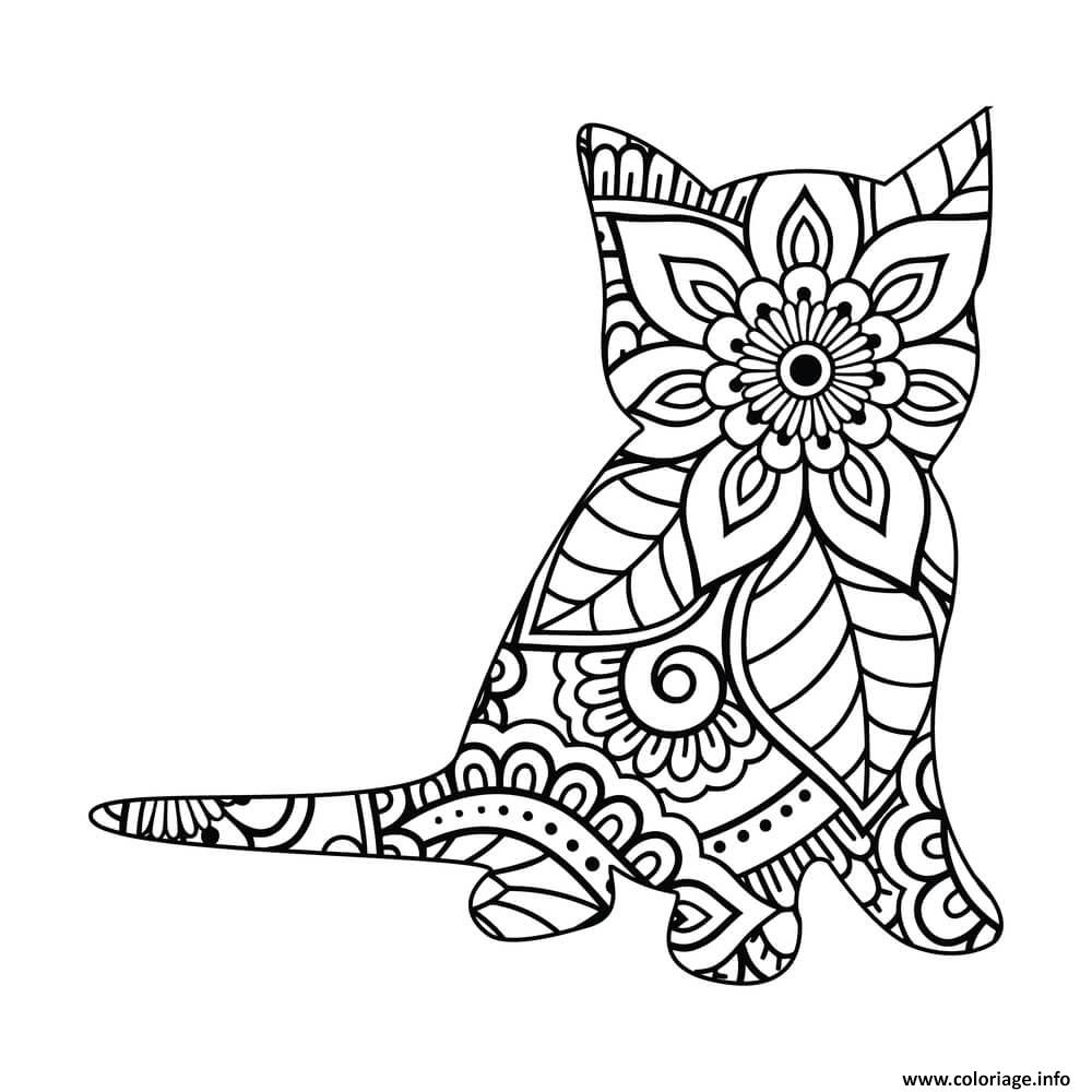 Dessin chaton mandala 1 Coloriage Gratuit à Imprimer