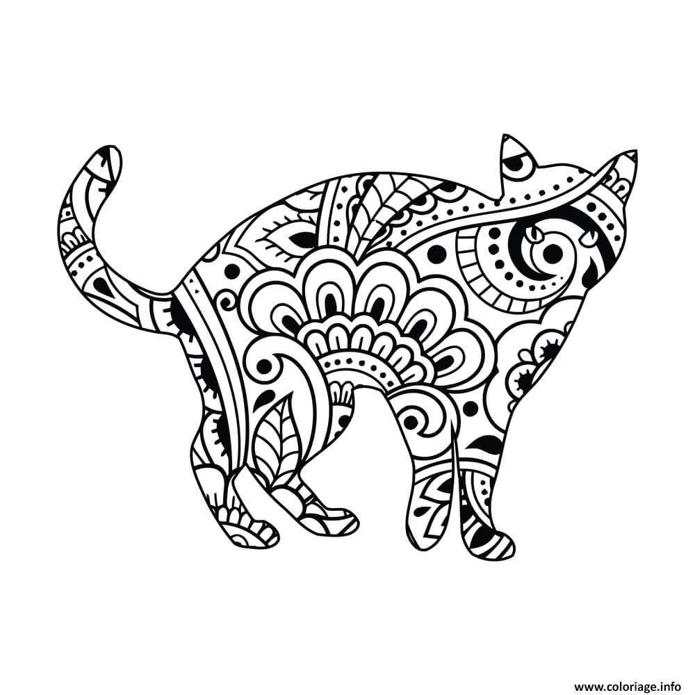 Dessin chat mandala adulte 14 Coloriage Gratuit à Imprimer