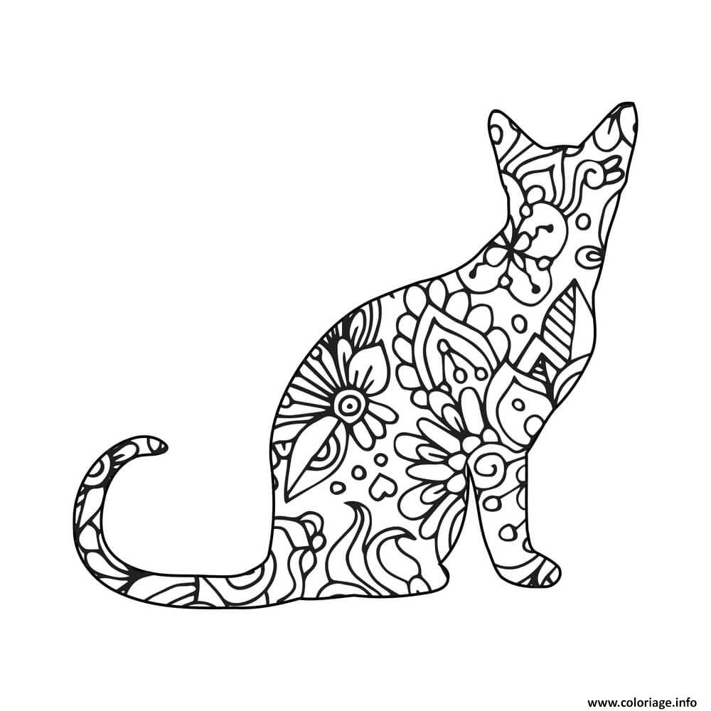 Coloriage Chat Mandala Adulte 6 Dessin Chat Mandala à Imprimer 