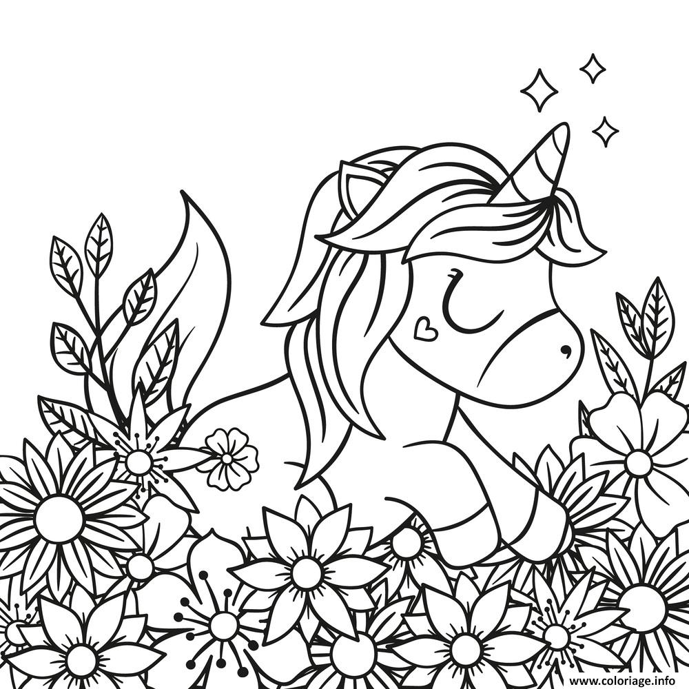 Dessin princesse licorne mandala facile maternelle vegetation Coloriage Gratuit à Imprimer