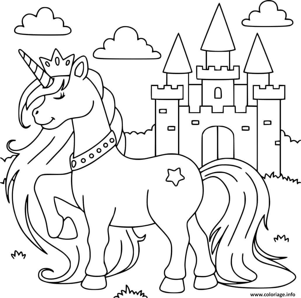 Coloriage château de prince et princesse à imprimer