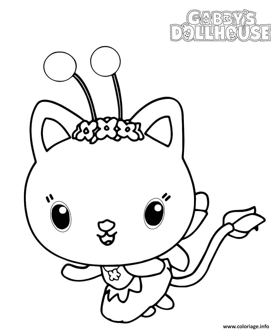 Coloriage Kitty Fairy Fee Chat Avec Des Pouvoirs Magiques Gabby Chat Dessin à Imprimer