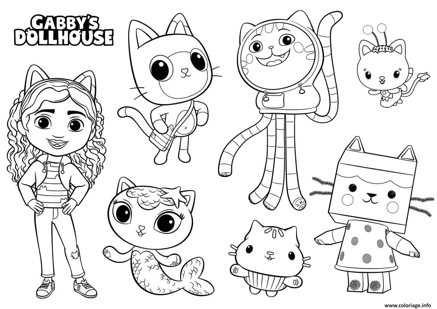 Coloriage Gabbys Dollhouse Gabby Chat Serie Animee Pour Enfants 